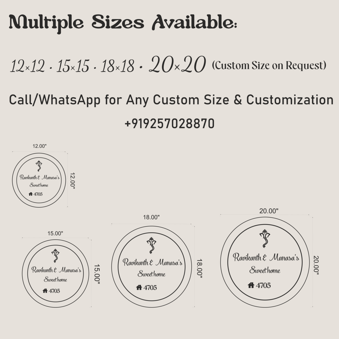 Round Warm LED Acrylic Nameplate with Resin Gloss Coating | 3D Black Letters | Floral Border Design | Custom Name & House Number Plate for Home