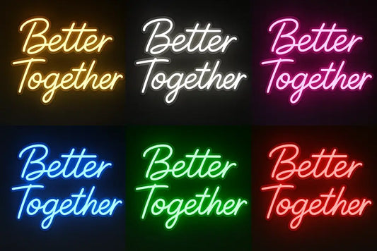Better Together Neon Sign – LED Neon Light for Room Wedding Decor Anniversary Events | Custom Name Neon Available