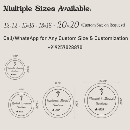 Round LED Acrylic Nameplate with Premium Glossy Resin Coating | 3D Golden Letters | Backlit Glow | Floral Design | Customized Home Name Plate