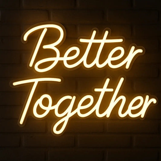 Custom neon sign “Better Together” – warm white LED neon light board for room décor by Kraftorio